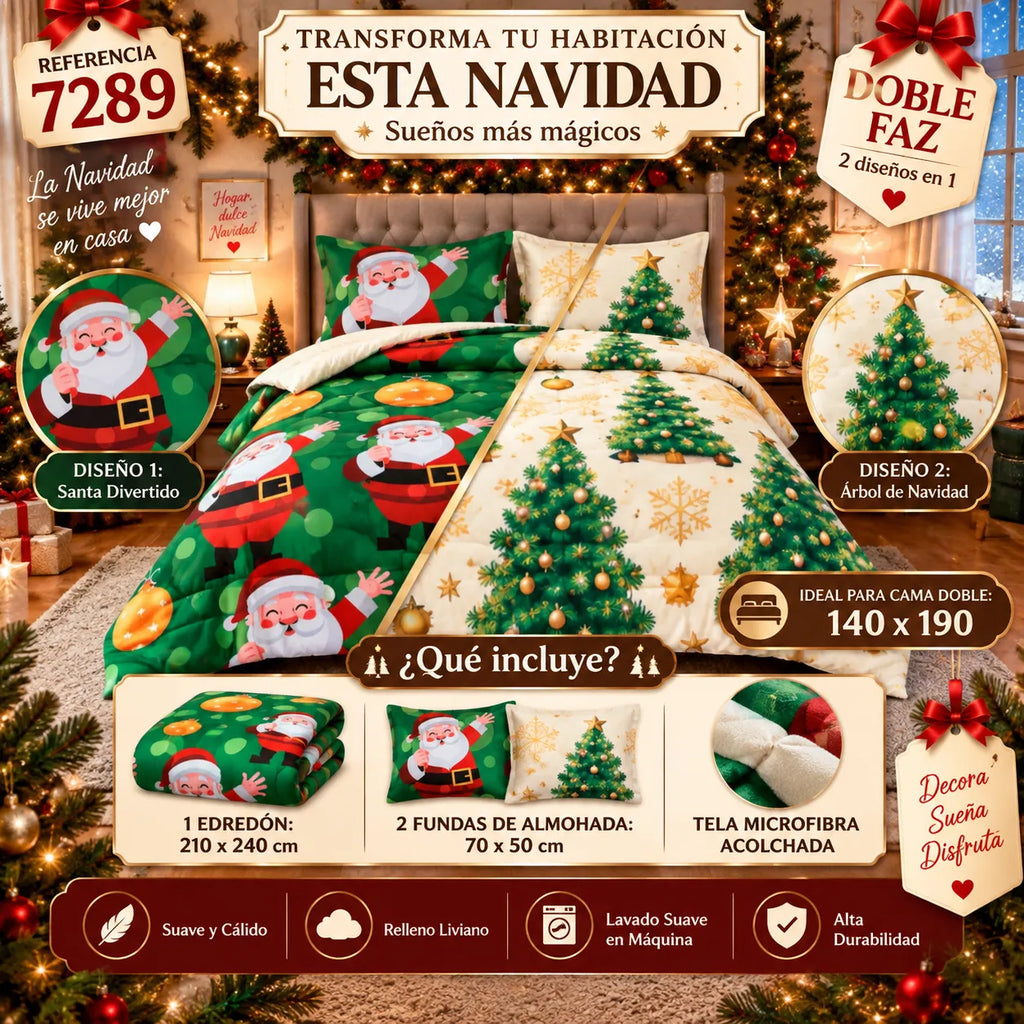 EDREDÓN DOBLE FAZ NAVIDAD