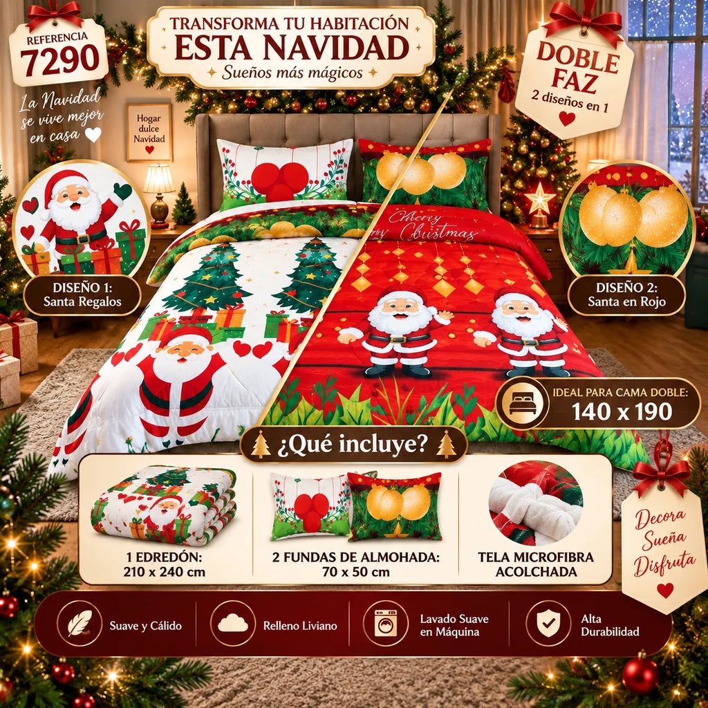 EDREDÓN DOBLE FAZ NAVIDAD