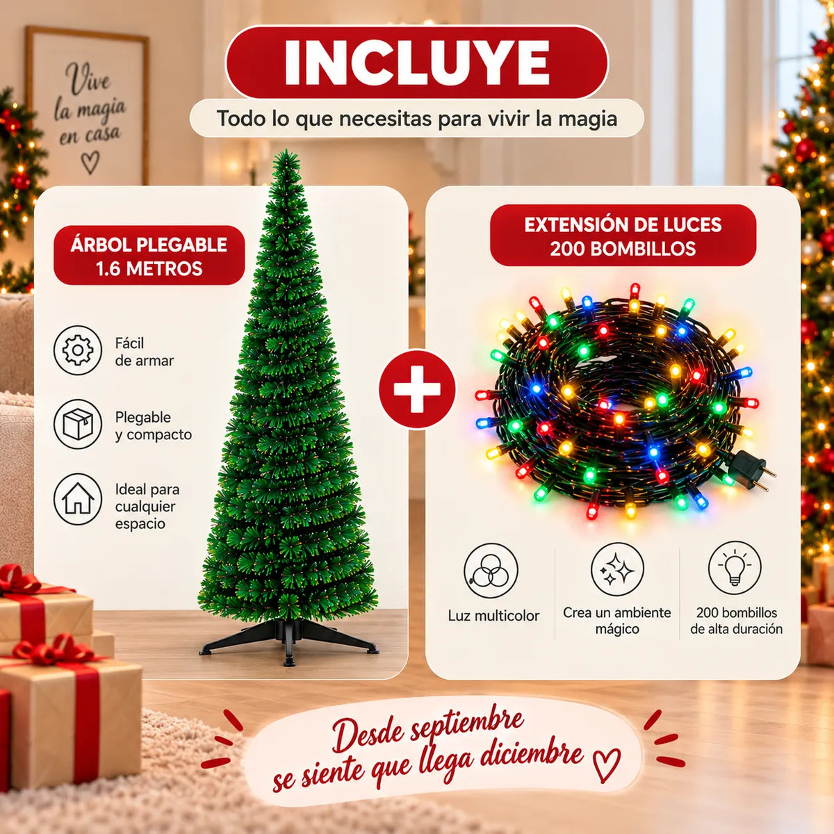 🎄 Árbol de Navidad Plegable 1,60 m